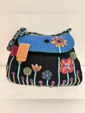 Rising Tide Sheep Wool Felted floral Purse Bag